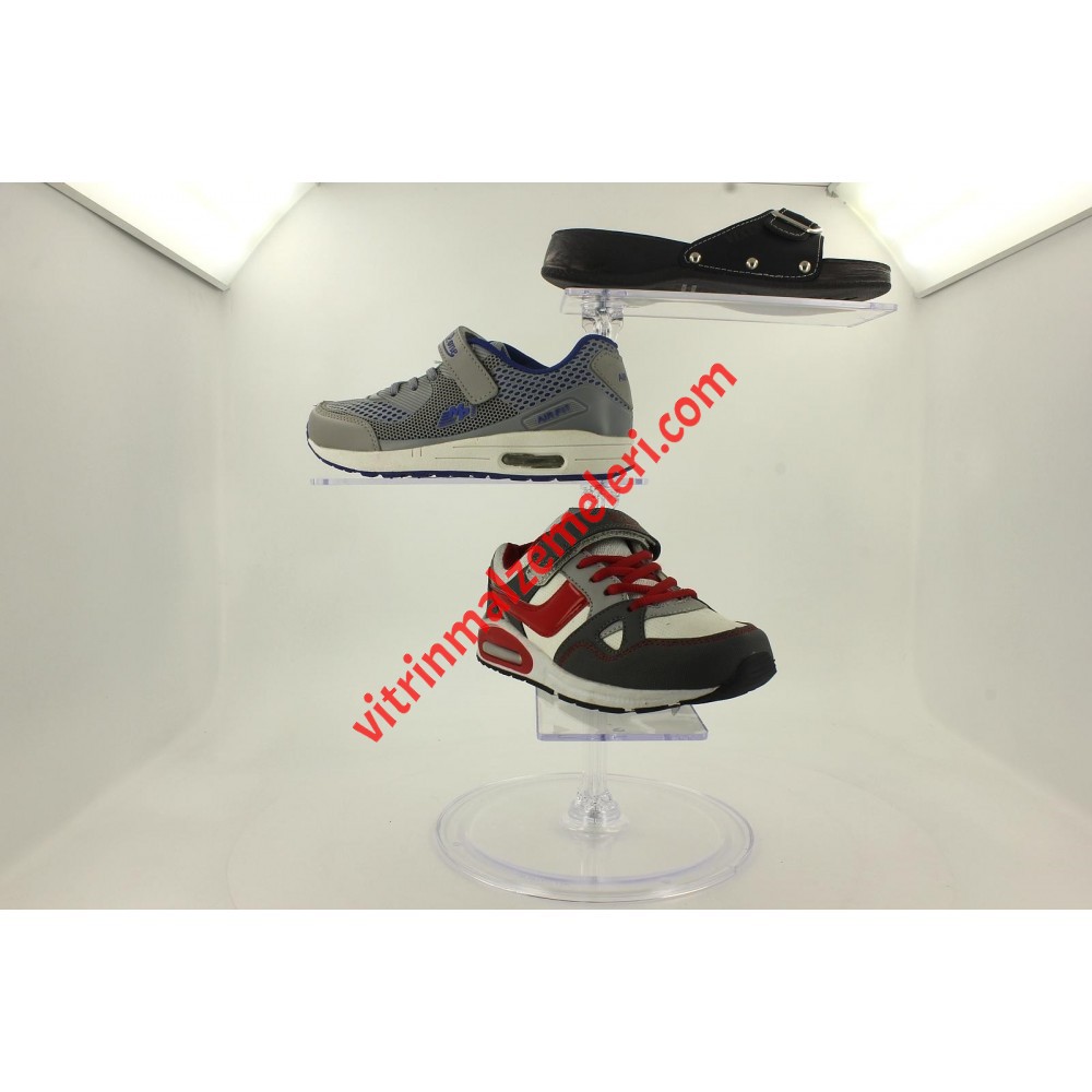 Plastik Üç Katlı Ayakkabı Teşhir Standı