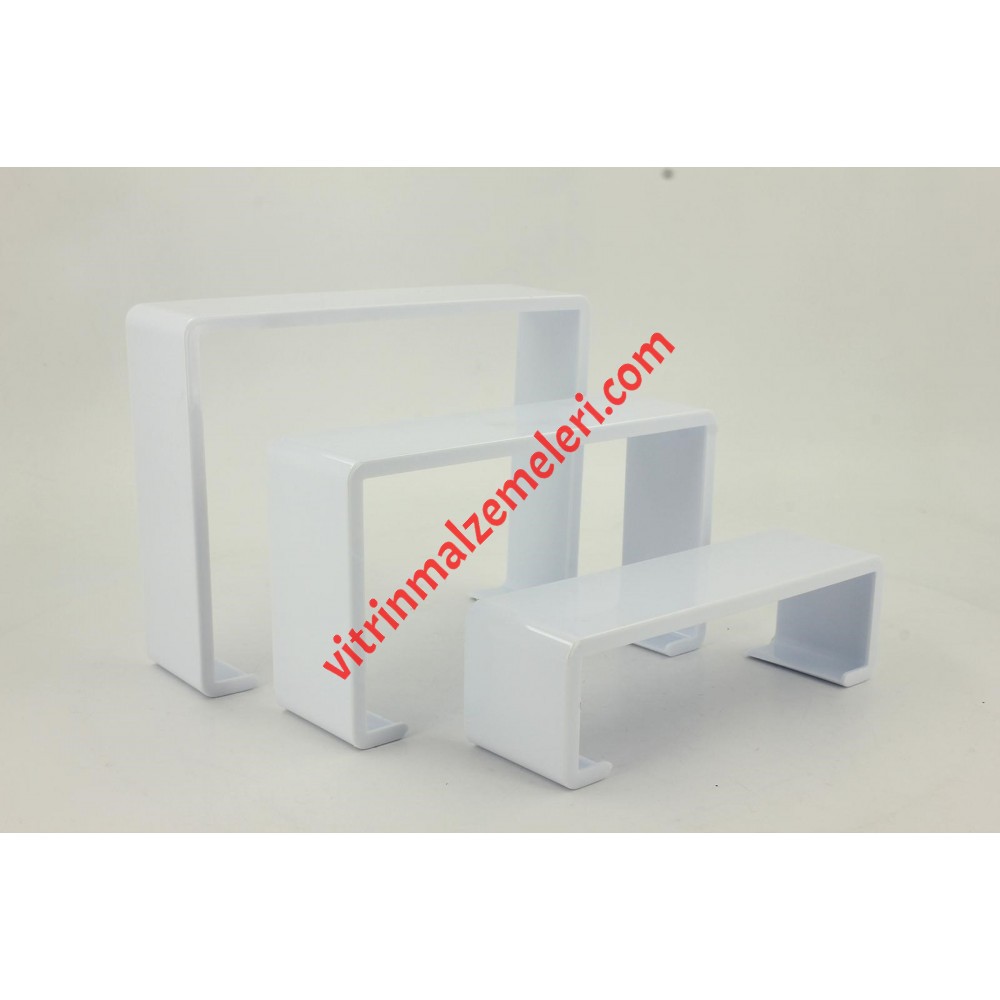 Üçlü Merdiven Ayakkabı Teşhir Standı Plastik Beyaz