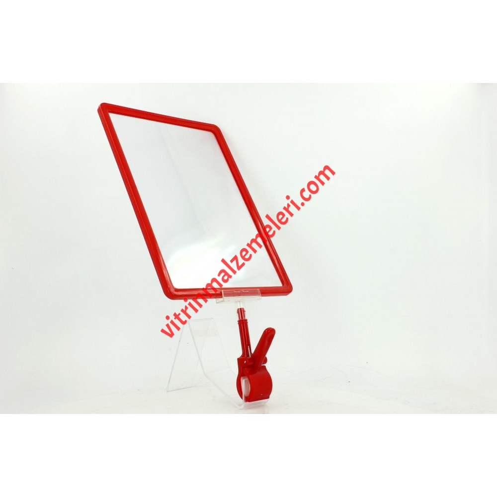 Mandallı Ürün Tanıtım Çerçevesi Plastik Kırmızı