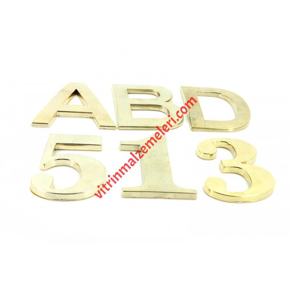 Plastik Kendinden Yapışkanlı Altın Rengi Harf ve Sayı