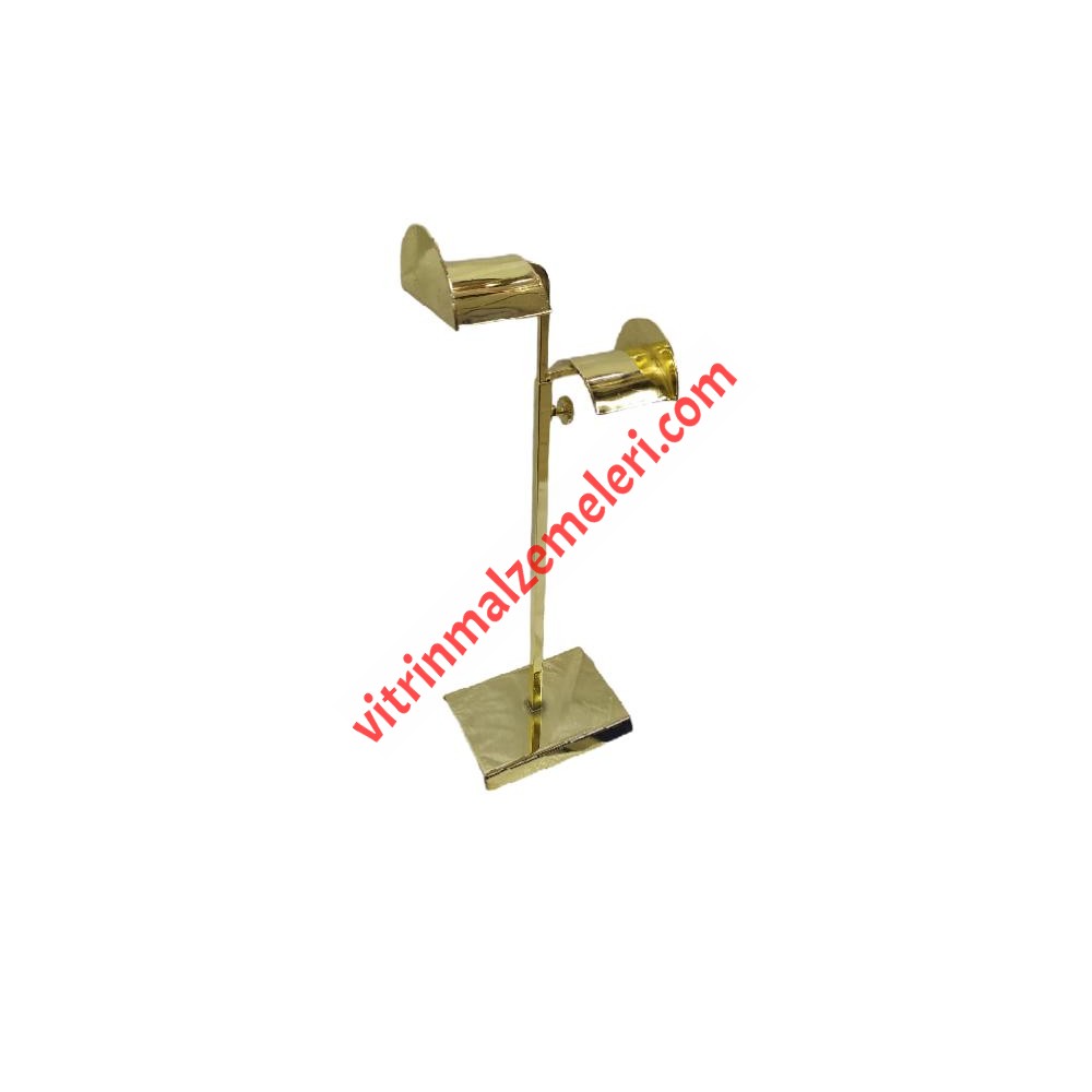 Çanta Teşhir Standı Altın Metal Yükseklik Ayarlı İkili