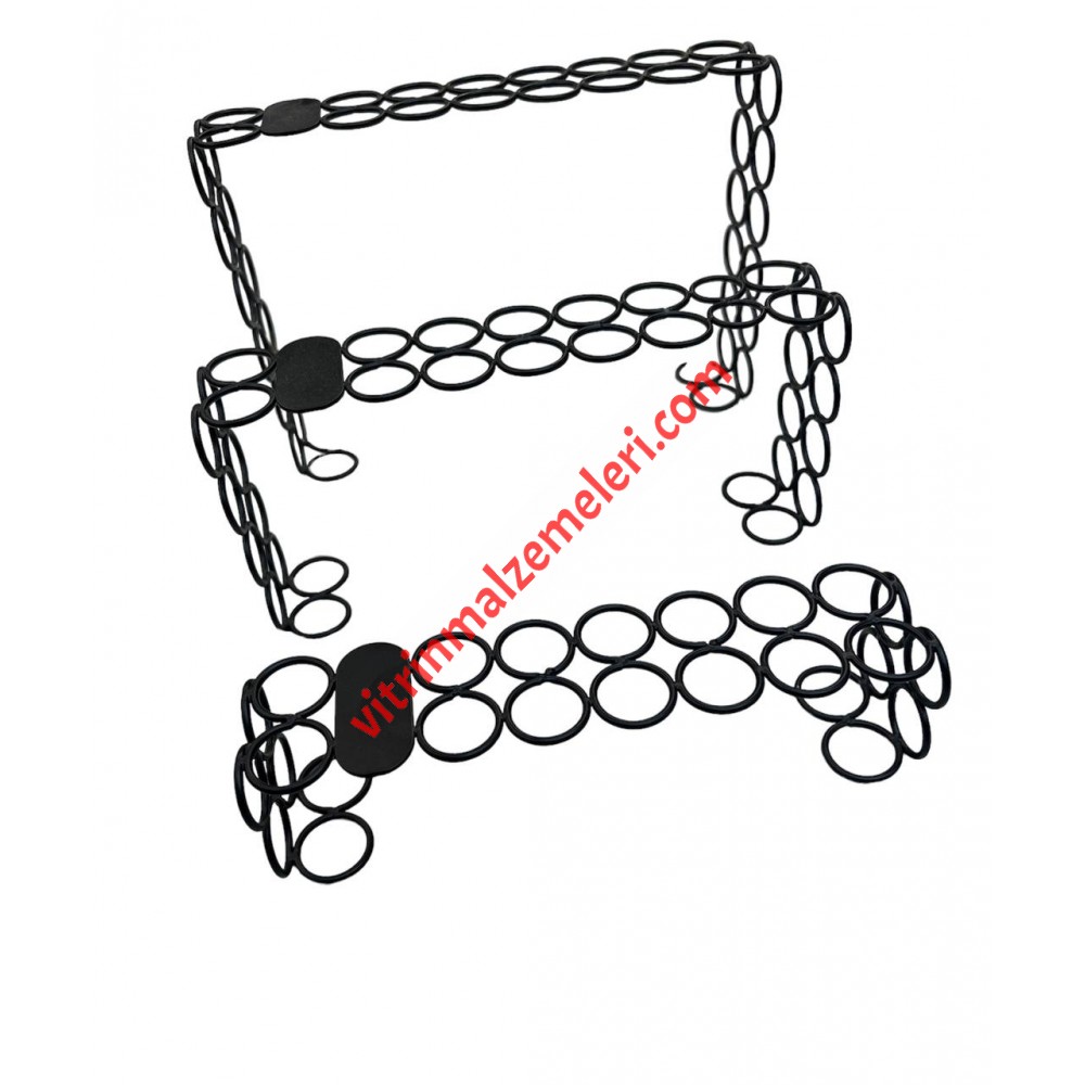 Siyah Pul Üçlü Merdiven Ayakkabı Teşhir Standı