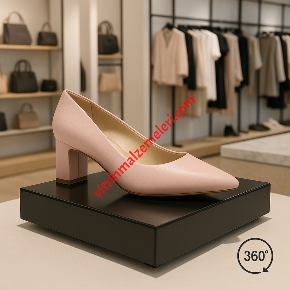 Siyah 3 Kg Taşıma Kapasiteli 20 x 20 cm Kare Elektrikli Dönen Stand Modeli