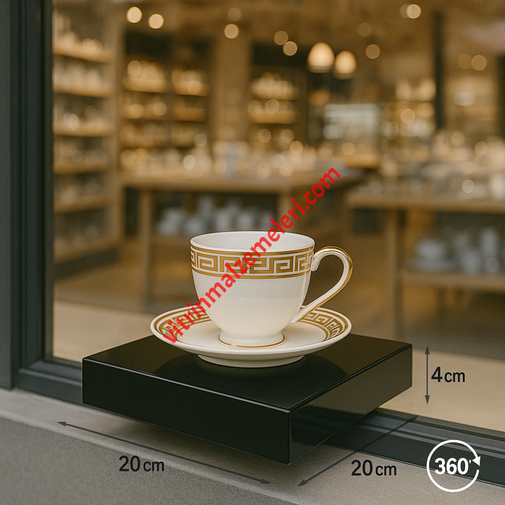 Siyah 3 Kg Taşıma Kapasiteli 20 x 20 cm Kare Elektrikli Dönen Stand Modeli