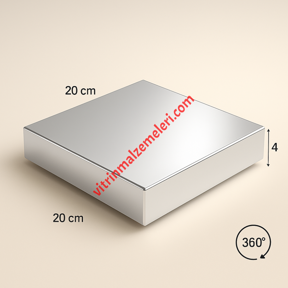 Gümüş Ayna 3 Kg Taşıma Kapasiteli 20 x 20 cm Kare Elektrikli Dönen Stand Modeli