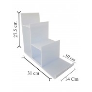 Çanta Cüzdan Teşhir Standı Plastik Üç Katlı Beyaz