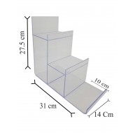Çanta Cüzdan Teşhir Standı Plastik Üç Katlı Şeffaf
