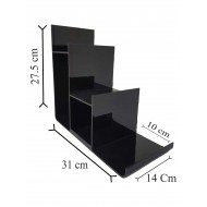 Çanta Cüzdan Teşhir Standı Plastik Üç Katlı Siyah